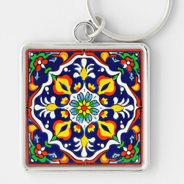 Porte-clés Carrelage Talavera Mexicaine No 3 (Devant)
