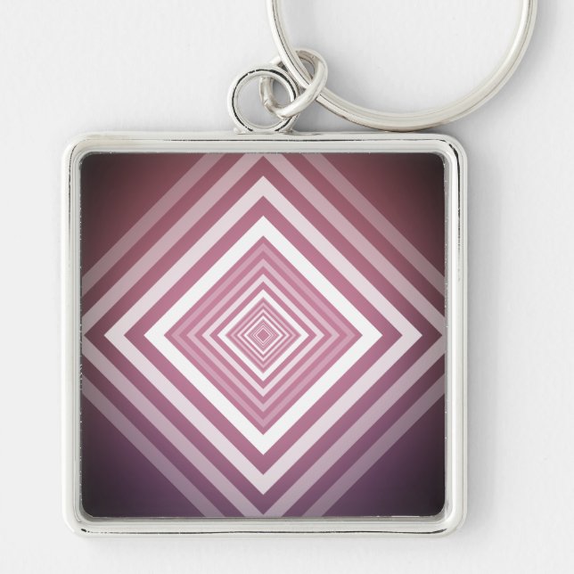 Porte-clés Carrés modernes de la Gradation rose et blanc (Devant)