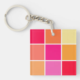Porte-clés Carrés roses, orange et jaunes