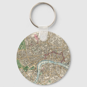 Porte-clés Carte ancienne de Londres Angleterre (1853)