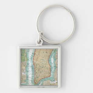 Porte-clés Carte antique de Lower Manhattan et de Central