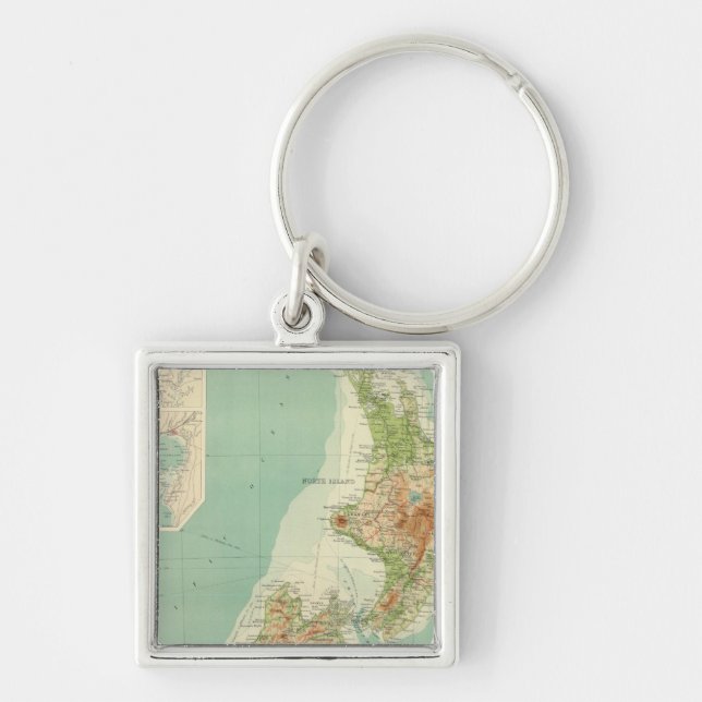 Porte-clés Carte Atlas de la Nouvelle-Zélande (Devant)