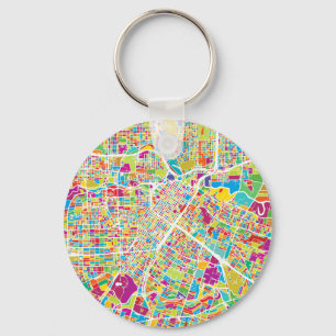 Porte-clés Carte au néon de Houston, le Texas  