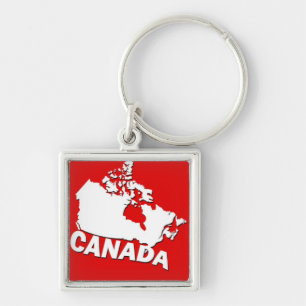 Porte-clés Carte blanche et rouge du Canada