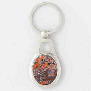 Porte-clés Carte circuit imprimé circuit orange PCB