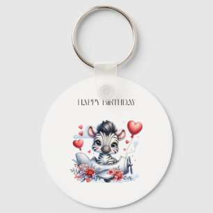 Porte-clés Carte d'anniversaire Zèbre Avion