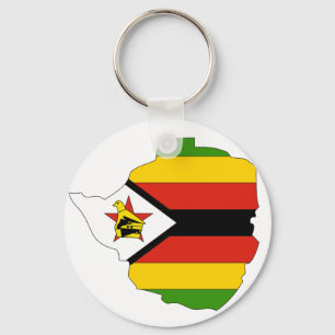 Porte-clés Carte de drapeau du Zimbabwe