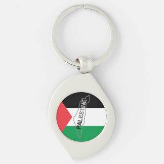 Porte-clés Carte de la Palestine libre sur le drapeau palesti