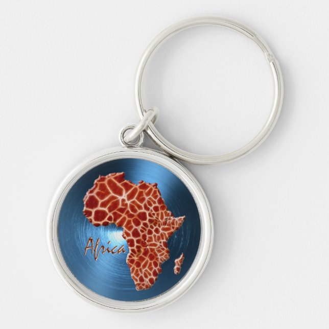 Porte-clés Carte de l'AFRIQUE Steel-Blue Giraffe Spot Series (Devant)