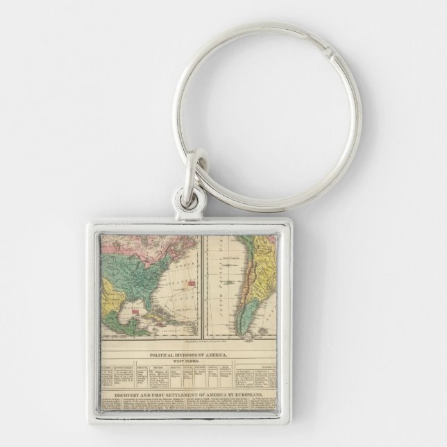 Porte-clés Carte de l'Atlas européen de la découverte de l'Am (Devant)