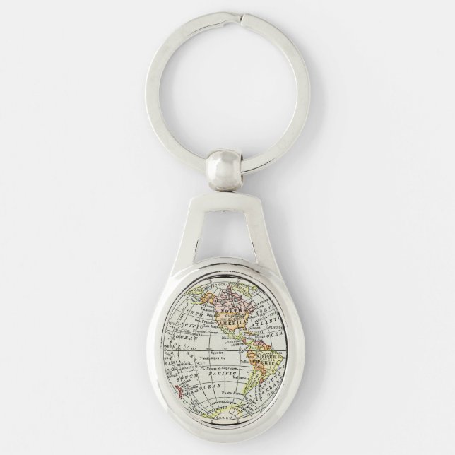 Porte-clés Carte de l'hémisphère occidental Globe Travel (Devant)