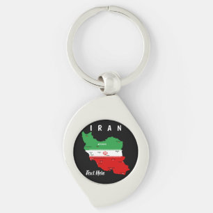 Porte-clés Carte de l'Iran avec drapeau et emblème