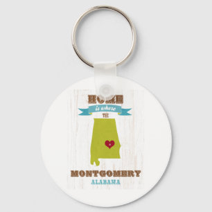 Porte-clés Carte de Montgomery, Alabama - à la maison est où