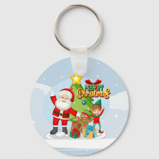 Porte-clés Carte de Noël Festive Père Noël et amis