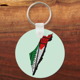 Porte-clés Carte de Palestine avec drapeau et Motif Keffiyeg
