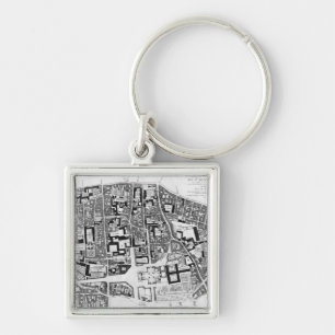 Porte-clés Carte de région de Sainte-Genevieve, Paris, 1756