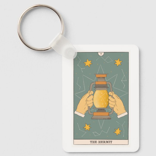 Porte-clés Carte de tarot d'alchimie zodiaque Hermit fortunet (Recto)