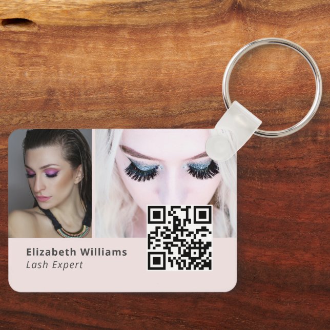 Porte-clés Carte de visite Lash Expert unique avec code QR (Recto)
