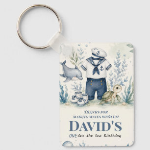 Porte-clés Carte de vœux d'anniversaire nautique personnalisé