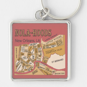 Porte-clés Carte de voisinages de la Nouvelle-Orléans,