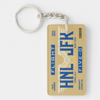 Porte-clés carte d'embarquement vol 5-0 HNL à JFK