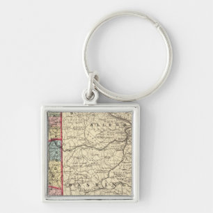 Porte-clés Carte des comtés de Hancock, Brooke, Ohio, Marsha