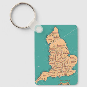 Porte-clés Carte des comtés vintage d'Angleterre