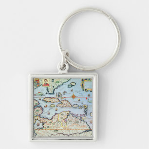 Porte-clés Carte des îles des Caraïbes