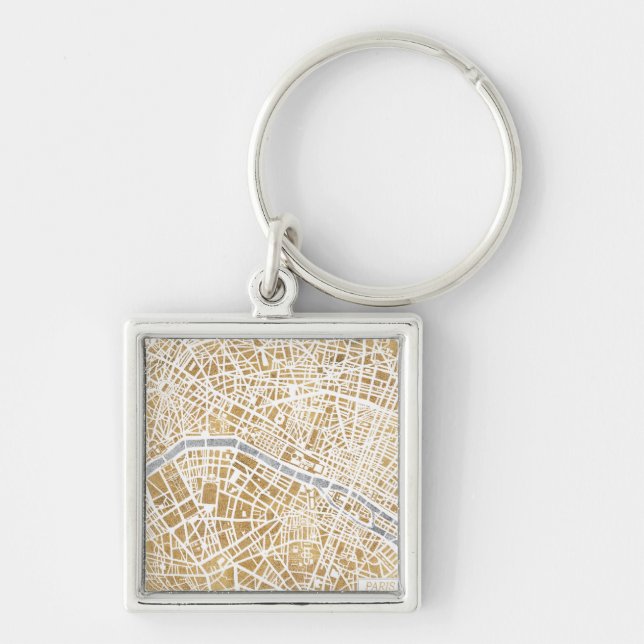Porte-clés Carte dorée de ville de Paris (Devant)