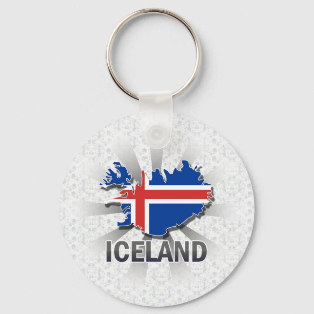 Porte-clés Carte Drapeau Islande 2.0 (Recto)