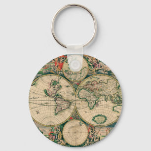 Porte-clés Carte du 17ème siècle du monde