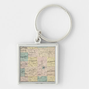 Porte-clés Carte du comté de Grant et du village de Lancaste