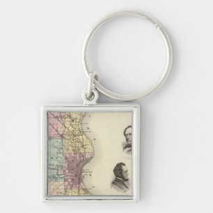 Porte-clés Carte du comté de Milwaukee, État du Wisconsin