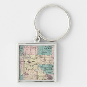 Porte-clés Carte du comté de Winnebago, État du Wisconsin