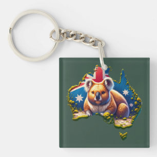 Porte-clés Carte du drapeau australien Koala Bear