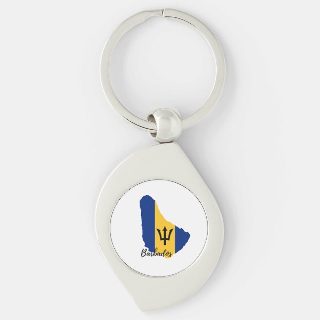 Porte-clés Carte du drapeau de la Barbade (Devant)