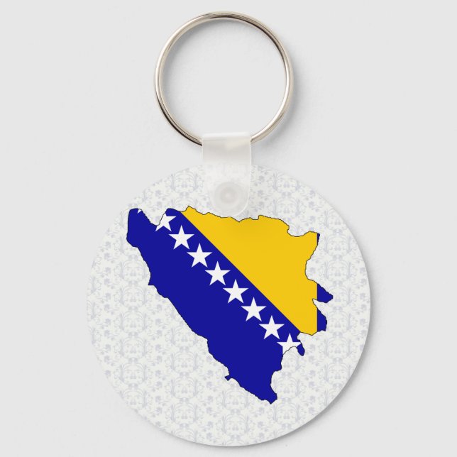 Porte-clés Carte du drapeau de la Bosnie-Herzégovine (Recto)