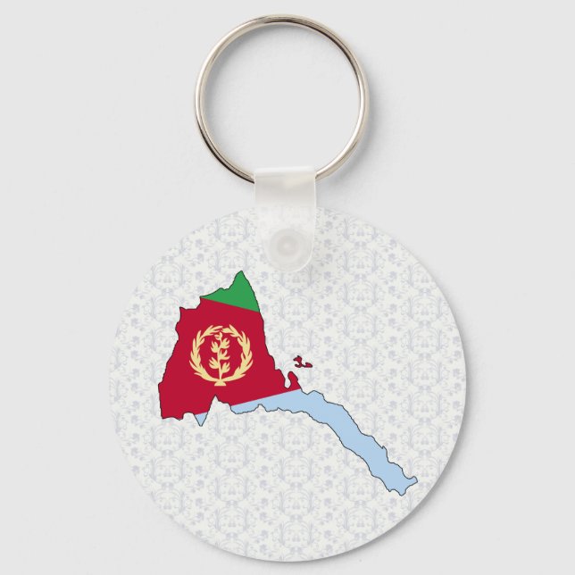 Porte-clés Carte du drapeau de l'Érythrée grandeur nature (Recto)