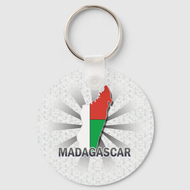 Porte-clés Carte du drapeau de Madagascar 2.0 (Recto)