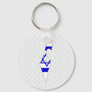Porte-clés Carte du drapeau d'Israël taille réelle