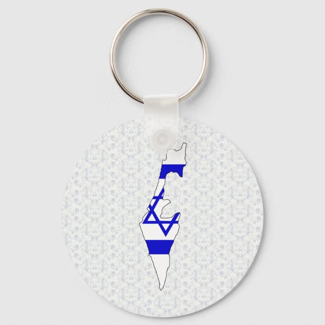 Porte-clés Carte du drapeau d'Israël taille réelle (Recto)