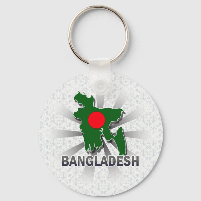 Porte-clés Carte du drapeau du Bangladesh 2.0 (Recto)