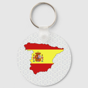 Porte-clés Carte du drapeau espagnol pleine grandeur