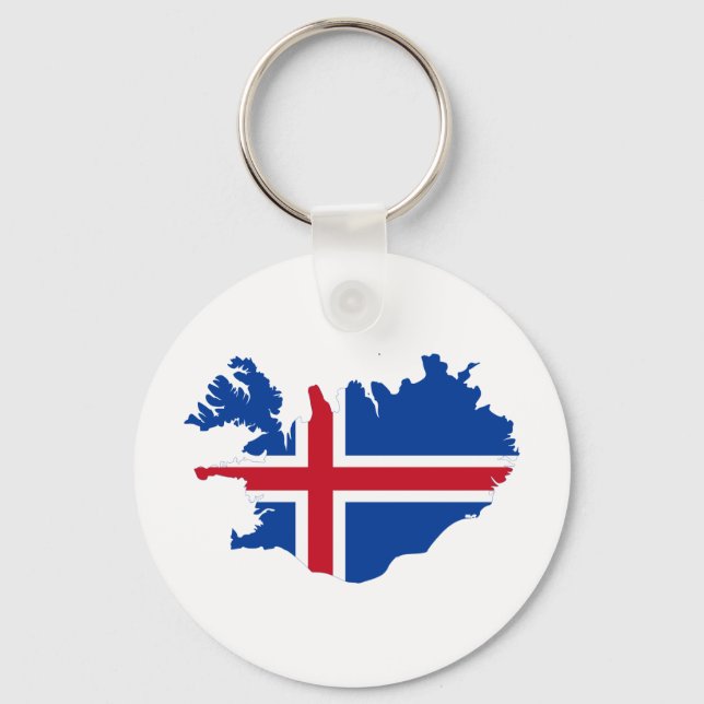 Porte-clés Carte du drapeau islandais IS Ísland (Recto)