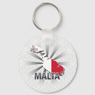 Porte-clés Carte du drapeau maltais 2.0
