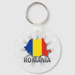 Porte-clés Carte du drapeau roumain 2.0