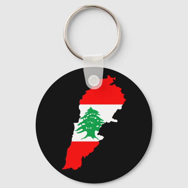Porte-clés Carte du Liban avec drapeau (Recto)