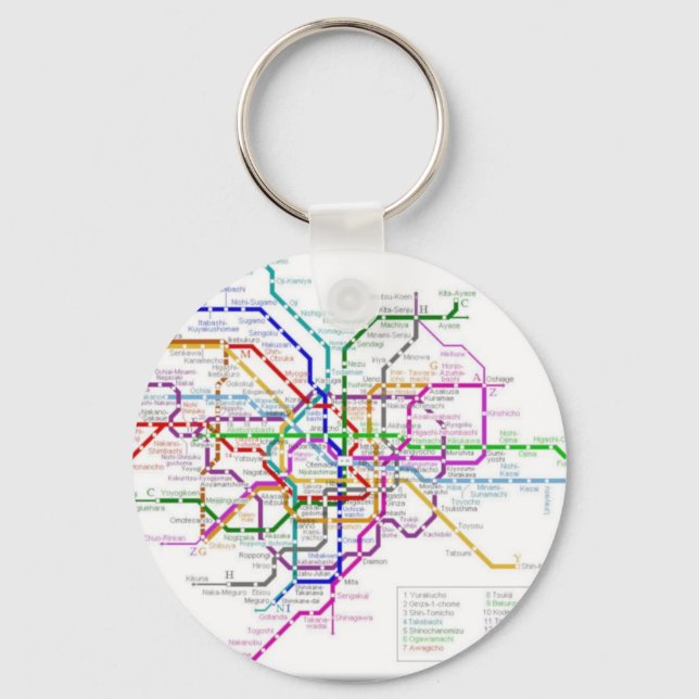 Porte-clés Carte du métro de Tokyo (Recto)