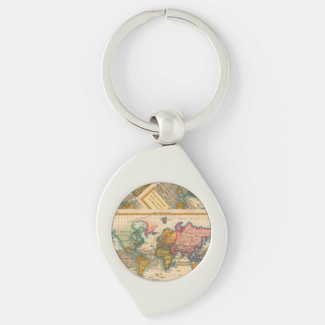 Porte-clés Carte du monde 1700s Antique Continents (Devant)