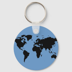 Porte-clés carte du monde noir